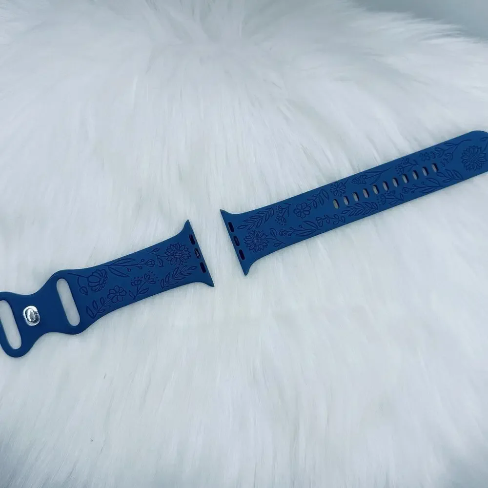 New Navy Floral Design Watch Bands For Apple Watch Series 38mm / 40mm / 41mm